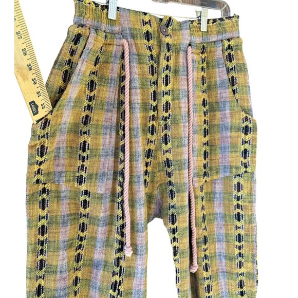 Free People Womens Small Desert Heat Harem Pants Knit Yellow Combo Southwestern - Picture 13 of 15